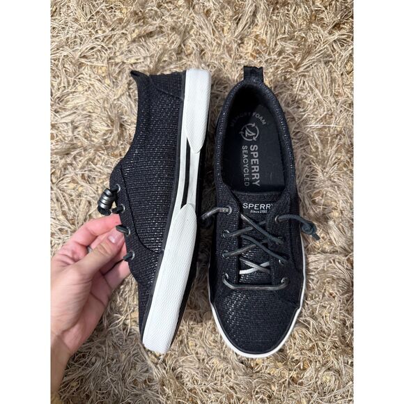 Sperry Women's SeaCycled Crest Vibe Baja Sneaker Boat Shoe Black Silver - Picture 3 of 4